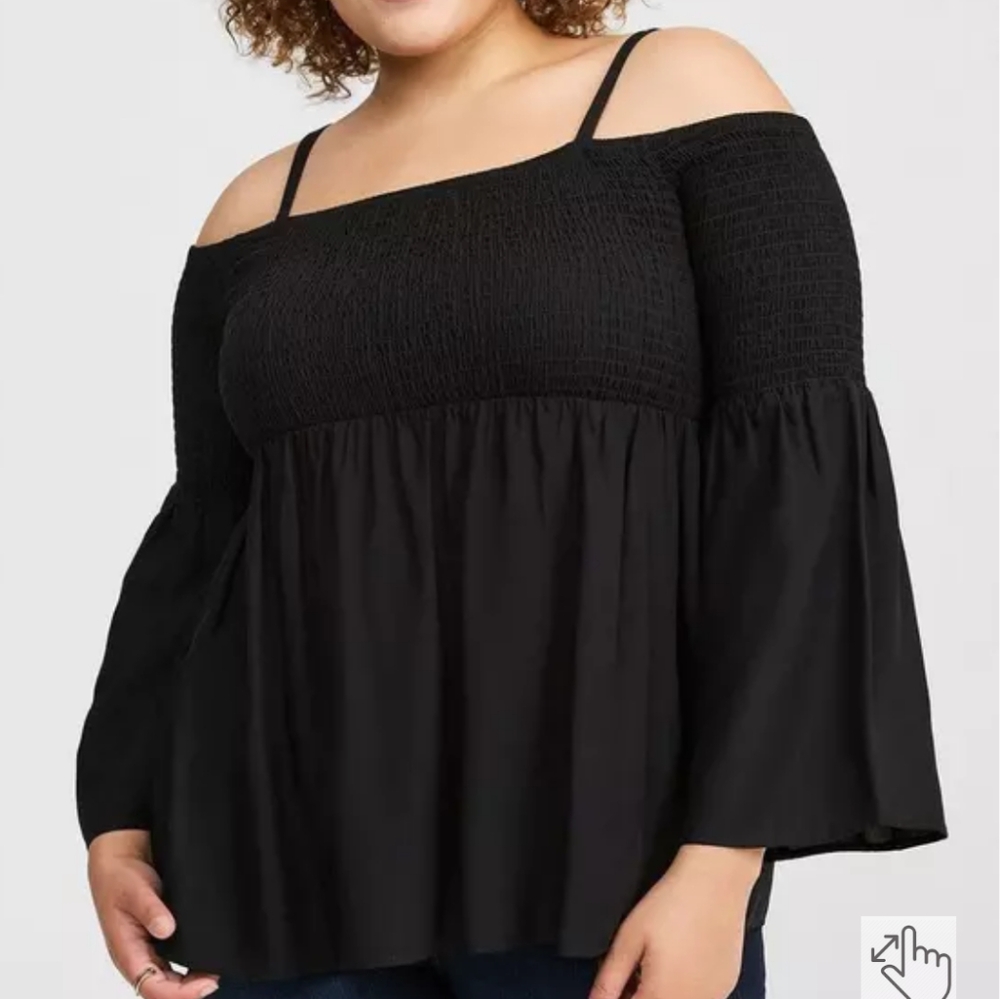 Torrid Cold Shoulder Black Women's Blouse